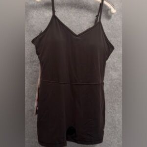 NWT Women's Plus Size Workout Romper Adjustable Strap Bodysuit Grey Size XXL